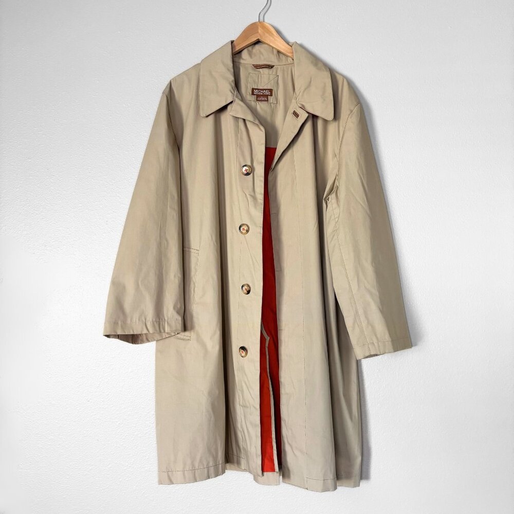 MICHAEL Michael Kors Beige Trench Coat with Red Lining